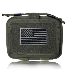 Tactical Multi-Function Map Bag - 500D Nylon with MOLLE Webbing, Transparent PVC Pocket, Elastic Tool Holders - Compact Design for Outdoor, Cycling, Running (Green)