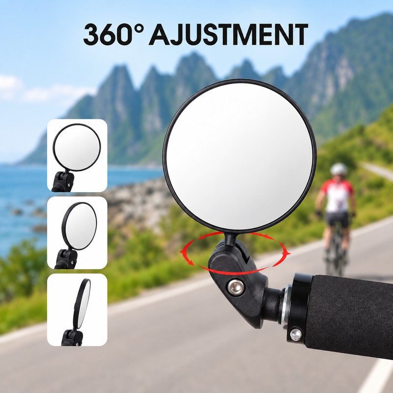 360° Adjustable Bicycle Bar End Mirror, Convex Wide-Angle Rear View