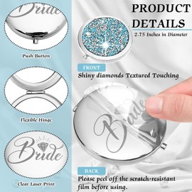 Barydat 10 Pieces Bridesmaid Gifts Set Magnifying Compact Mirror Bride I Do Crew Bridesmaid Proposal Gifts Travel Small Mirror for Purse Makeup Pocket Mirror for Women Wedding Party (Blue)