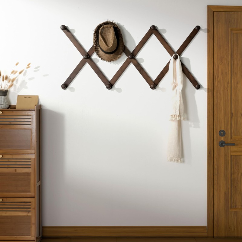 SKOLOO Wooden Wall Hat Rack, Large Accordion Wall Hanger, Modern,