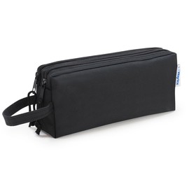 Waytex 931170 Pencil Case Large Capacity 2 Compartments School Office Storage Cosmetic 27 x 7 x 10 cm Black One Size Pencil Case with Two Compartments, black, Pencil case with two compartments