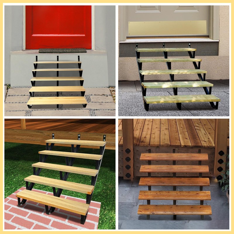 3 Packs Metal Stair Step Stringers, 5 Step Steel Riser