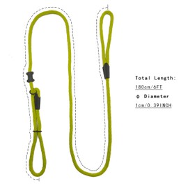 Multifunctional Figure 8 Padded Head Halter Walking Training Leather Stopper Slip Lead Dog Rope Leash (Fluorescent Yellow)