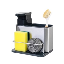 DanDu Home Organizador de Fregadero con Dispensador de Jabón, Acero Inoxidable, Negro