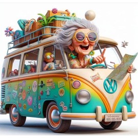 Car Stamped Cross Stitch Kits for Adults Beginner,Counted Cross Stitch Kits Printed Stitching Cute Patterns Dimensions Needlepoint Art Crafts Embroidery Kits for Adults Beginners (13.7x13.7 inch)