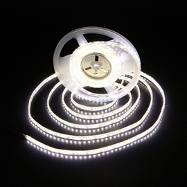 LED Tape, White Base, 16.4 ft (5 m), SMD 600 Units, Front-Lit, 12V, Waterproof, Original White