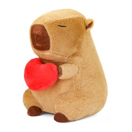 Lucky Radish 11 inch Capybara Plush Toy with Heart – Soft and Huggable Stuffed Animal for Kids for Birthday or Valentine’s Day Gifts