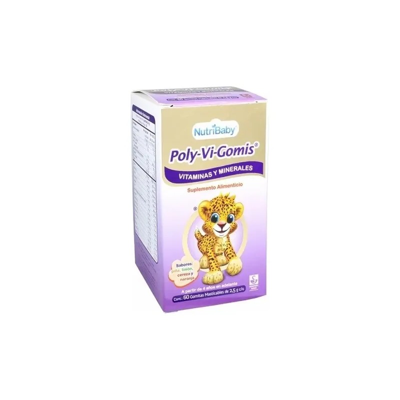 Poly-vi-gomis Vitaminas Y Minerales Gomitas Masticables C/60 Sabor Piña, Limón,