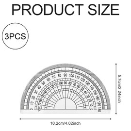 Luckious Clear Plastic Protractor - Accurate 180-Degree Measurement Tool, 4-Inch Ruler Included