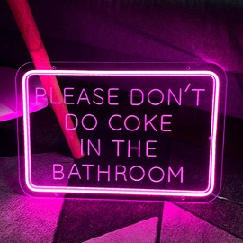 Neon Sign Please Dont Do Coke in The Bathroom For Wall Decor 3D Art Carving Design Indoor Bedroom Led Neon Signs Backdrop Flex Christmas Party Wedding Living Room Birthday Gift(Pink,USB,30×20CM)
