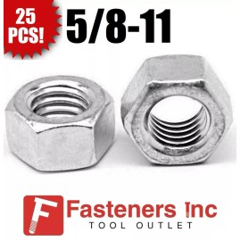 Redding Fasteners (Qty 25) 5/8-11 Low Carbon Grade 2 Finished Hex Nuts Zinc Plated