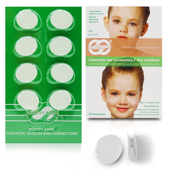 PrettyEars Cosmetic Ear Correctors for Children (4 Pairs) – Behind Ear Adhesive Tape for Toddlers, Kids, Babies – Transparent Medical Grade Silicone Ear Tape for Prominent Protruding Ears