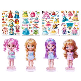 Lovyan Magnetic Dress up Dolls - Girls Fun Mix and Match Play Magnetic Paper Dolls with 4 Themed Magnetic Costume Stickers for Creating Imaginative Birthday Gifts
