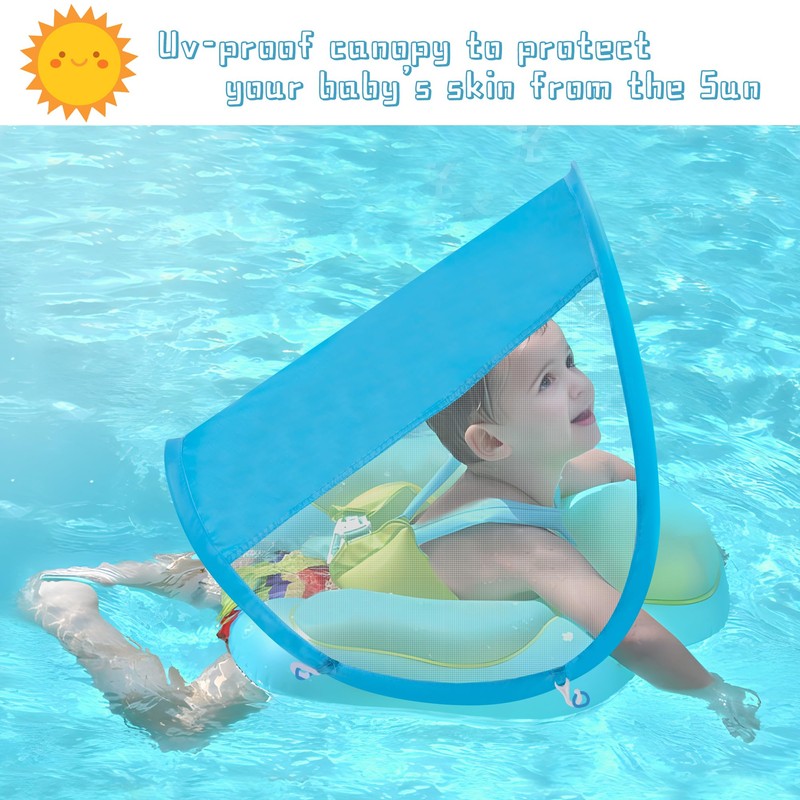 Adnee 2 Pack Baby Swim Float Removable Canopy-Sun Protection Canopy