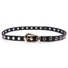 irisaa Women's Black Rivet Belt Punk Narrow Gothic Style Waist