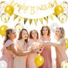 White Gold Birthday Decorations - Happy Birthday Banner Set with
