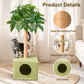 Cat Tree 33 inch Cat Scratching Post Cat Tower with Scratching Post with Cat Condo Natural Sisal Cat Scratcher Cat Toys for Indoor Cats Brown
