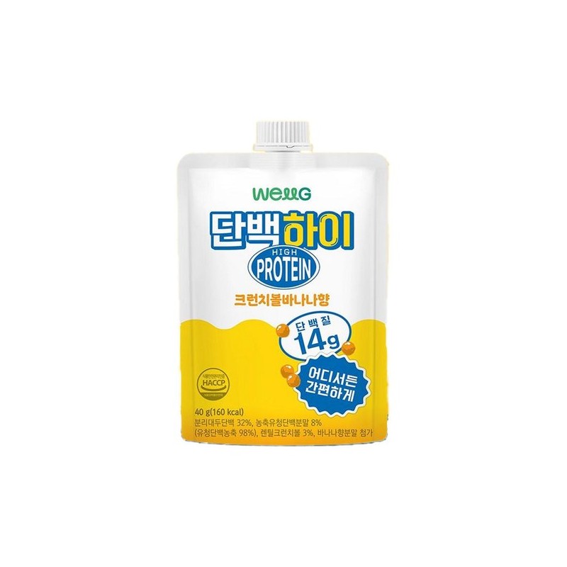웰그린 단백하이 프로틴 크런치볼 바나나 40g x 6개 Wellgreen Protein