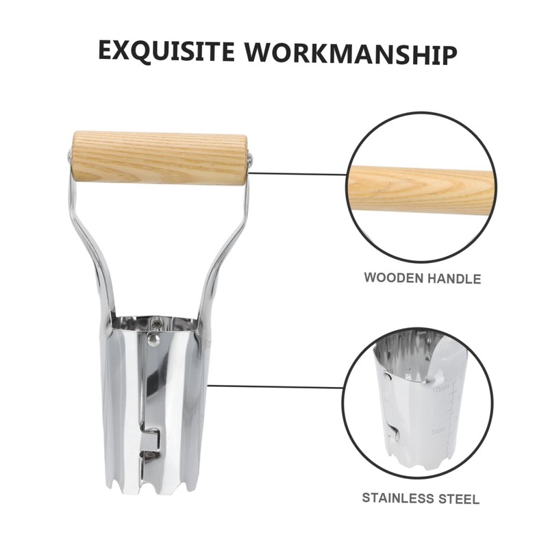Mipcase 1pc Stainless Steel Garden Transplanting Tool with Ergonomic Wooden