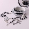 HanlinCC Saint Michael the Archangel Hematite Black Stone Beads Rosary