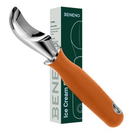Beneno Heavy Duty Ice Cream Scoop with Comfortable Grip Long Handle, Upgraded Anti-fracture Durable Ice Cream Scoop Dishwasher Safe, Weak Hands Friendly Ice Cream Scoop Easy to Use, Orange