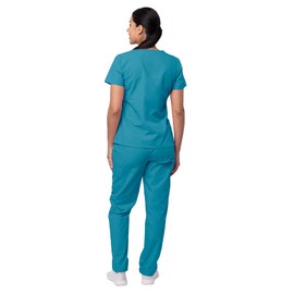 Sivvan Scrubs for Women - Mock Wrap & Cargo Pants Scrub Set - S8401 - Teal Blue - L