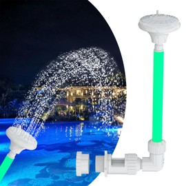 Ainkter Pool Fountain for Above & Inground Pools – 360° Adjustable Pool Waterfall, Pool Sprinkler Fountain with 4 Spray Modes, Green Glow-in-The-Dark Riser – Swimming Pool Cooler & Pool Accessories