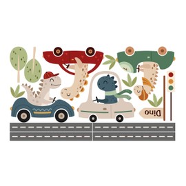 GRAZDesign Wall Sticker Dino Cars Set Children's Room for Boys and Girls Wall Sticker Dinosaur 100 x 57 cm