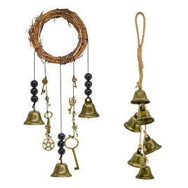 MrMrKura 2PCS Witch Bells for Door Knob for Protection, Witchy Home Decoration Protection Door Hangers Witchcraft Decor Wicca Altar Supplies Clear Negative Energy (Classic Shape)