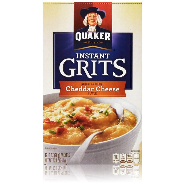 Quaker Instant Grits Cheddar Cheese Flavor 12 1-oz Packs (2 Boxes)