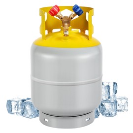 50LB Refrigerant Recovery Tank with 1/4 SAE Y Valve for Liquid and Vapor Cylinder and Applied for R12 R22 R134A R410A Refrigerant Recovery and Reusable Simple to Install AC Recovery Gray Yellow