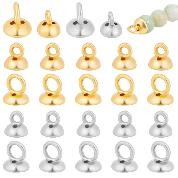 PH PandaHall Real 18K Gold Plated Pendant Bails 4~6.5mm 48pcs