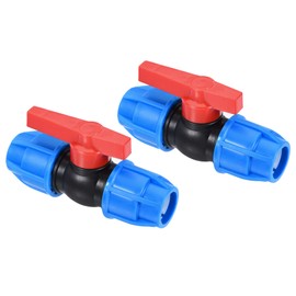 M METERXITY 2 Pack Ball Valve - PE Plastic Shut Off Switch Apply to Garden Irrigation and Aquariums (25mm, Black Blue Red)