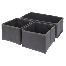 MIJOMA Set of 3 Organisers, Cupboard Organiser, Storage Boxes, Fabric Boxes, Foldable, for Wardrobe, Dresser, Accessories, Cosmetics, Toys, Grey