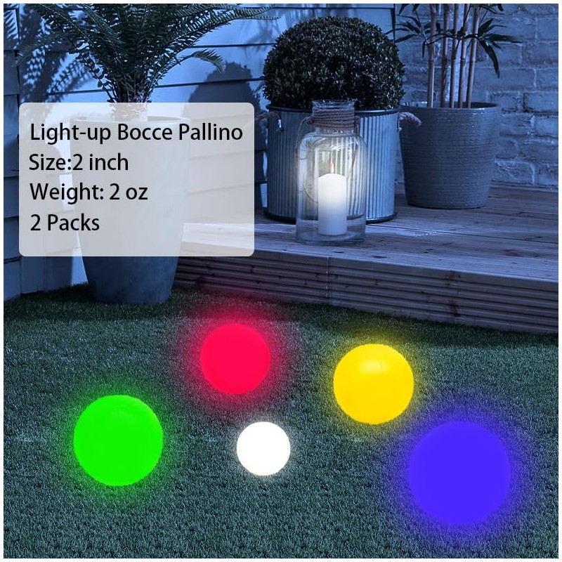 OUTOSS-LED Pallino for Light Up Bocce Ball Game,Size-50mm (2In.),Including Measuring