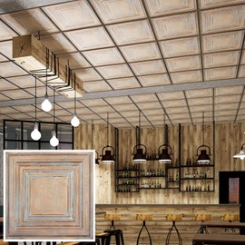Artistic 3D Ceiling Tile, Suspended Wall Panels, Interior roof Panels, (10-Pack,40 sq.ft) for Cafe Salon PL05 Weather Copper 10Piece