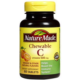 Nature Made Vitamin C 500 mg Chewable Tablets, Orange 60 ea (Pack of 4)