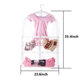 Clear Kids Dance Costume Garment Bag(3 Pack)Garment Bag 35 Inch for Dance Competitions,Foldable Travel Hanging Clothes Storage with Full Zipper, Plastic Dance Costume Recital Storage Bag for Children
