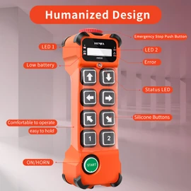 24-264V Industrial Wireless Crane Remote Control for Overhead Bridge Travelling Hoist Crane 8 Channel Crane Radio Transmitter and 24V 110V 220V Receiver w/E-Stop Push Button