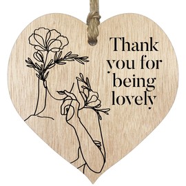 Thank You For Being Lovely Light Wooden Heart Sign Plaque, Thank You Gift Secret Santa Mothers Day, Thank You Gifts for Women Wood Hearts Plaques Present Christmas Birthday Valentines
