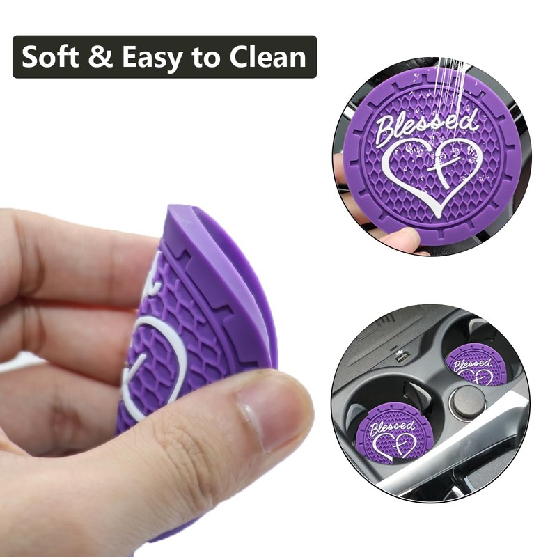 JUNAHAA Car Cup Holder Coaster, 4 Pack 2.75 Inch Diameter