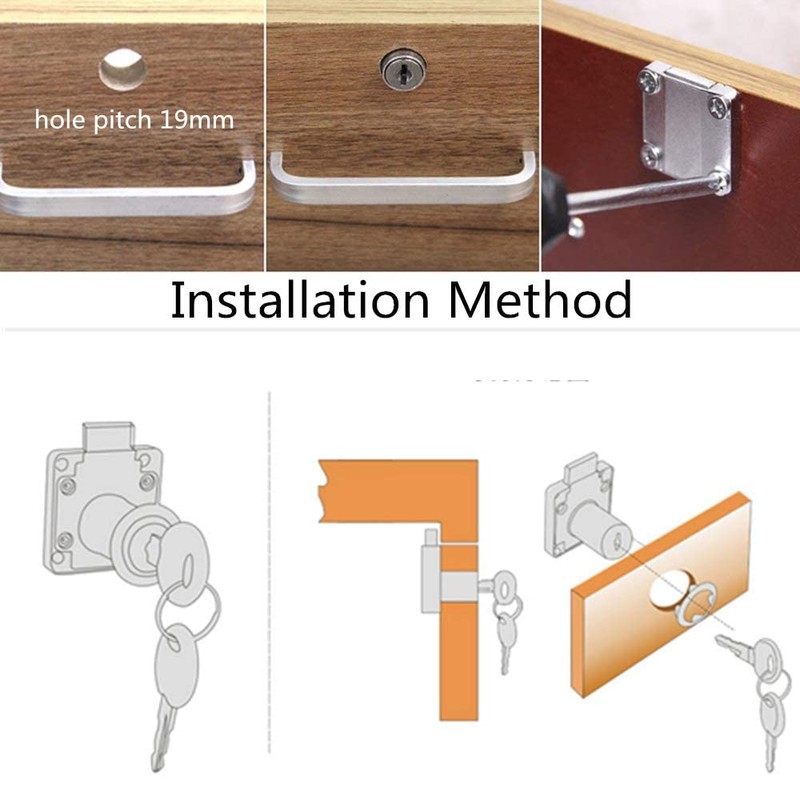 4 Sets Security Drawer Lock Furniture Lock Cylinder Zinc Alloy