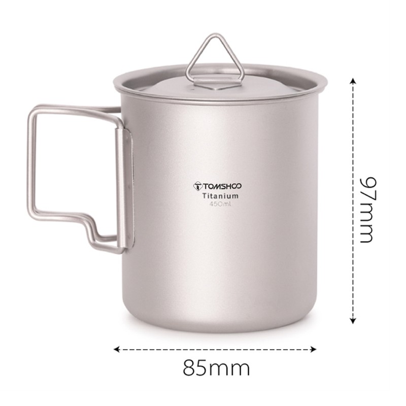 TOMSHOO Ultralight Titanium Cup Outdoor Portable Camping Picnic Water Cup