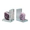 AMOYSTONE Heavy-Duty Amethyst L-Shaped Glass Bookends, 1 Pair (4-6 LBS)