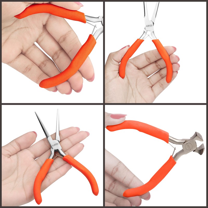 Kurtzy Mini Jewellery Plier Tool Kit Set with Soft Grip