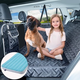 Lekeinchi Inflatable Dog Car Seat Cover for Back Seat, Anti-Slip & Soft Orthopedic Air Mattress, Scratch-Resistant Back Seat Extender, Waterproof Dog Hammock Bed for Car, SUV, Truck, Camping