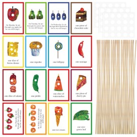 99Pcs Hungry Caterpillar Food Tags Theme Cupcake Food Tags Sets Food Labels Birthday School Party Decor Kids Snack Labels Baby Shower Supplies Toddler Kitchen Organizers Classroom Food Markers