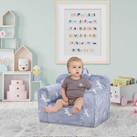 Yoonnie room Foam Kids Sofa Chair,Comfy Toddler Couch,Baby Chair,Soft Toddler Chair, Foam Filling and Glow-in-The-Dark Velvet, Kids Couch for Boys and Girls (Grey)