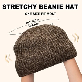 Beurlike Winter Beanie Hats for Men Women Warm Thick Soft Knit Hat Unisex Cuffed Fleece Lined Ski Hats(Khaki)