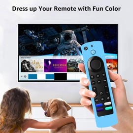3 Pack Remote Covers Replacement Compatible with Toshiba and Insignia Fire TV Remote, Silicone Sleeve Case for CTRC1US21 NS-RCFNA-21 Glow in The Dark Blue Yellow Rose Red